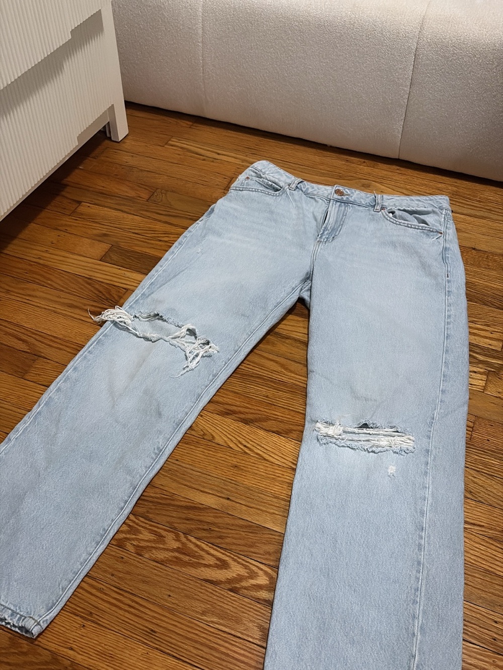 Garage Light Blue Distressed Wide-Leg Jeans
